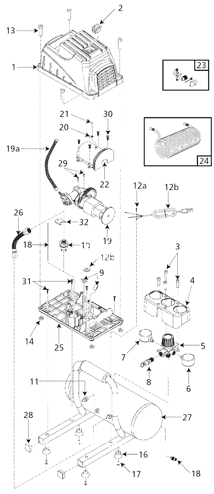 Air-Compressor Parts Diagram and Parts List for FP2098  Campbell Hausfeld Compressor